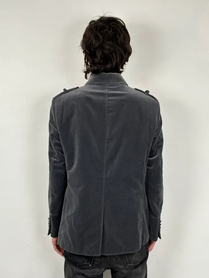 Lagerfeld Grey Cotton Officer Buttoned Blazer Jacket bshuOef 2