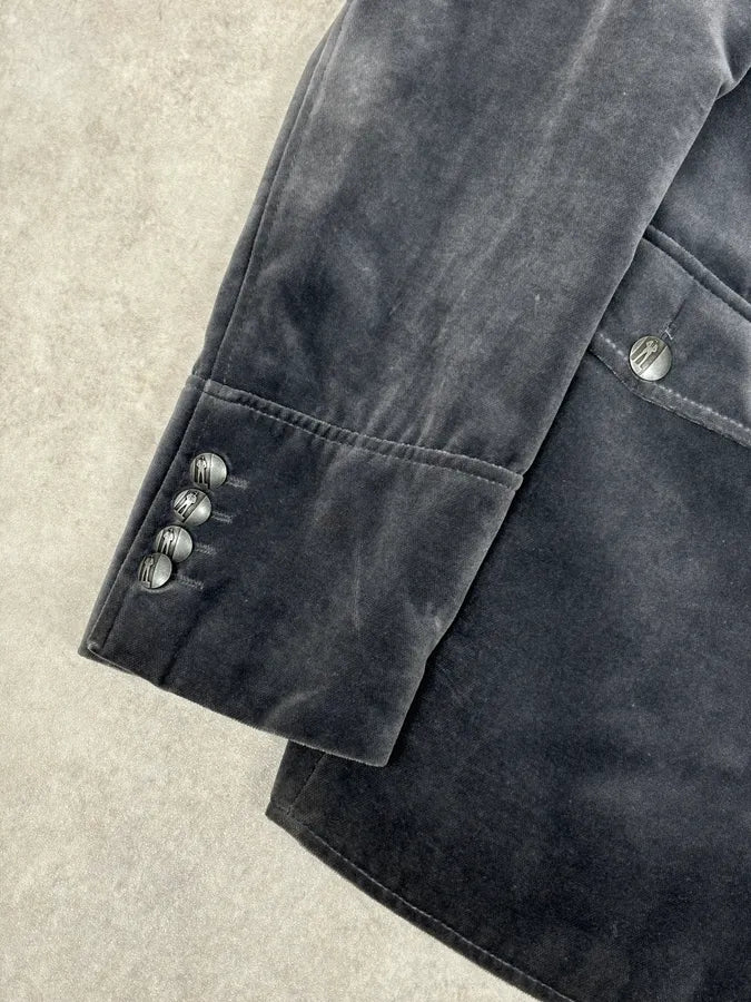 Lagerfeld Grey Cotton Officer Buttoned Blazer Jacket bshuOef 7