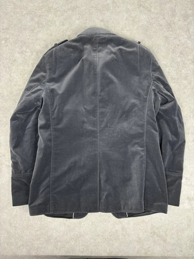 Lagerfeld Grey Cotton Officer Buttoned Blazer Jacket bshuOef 4