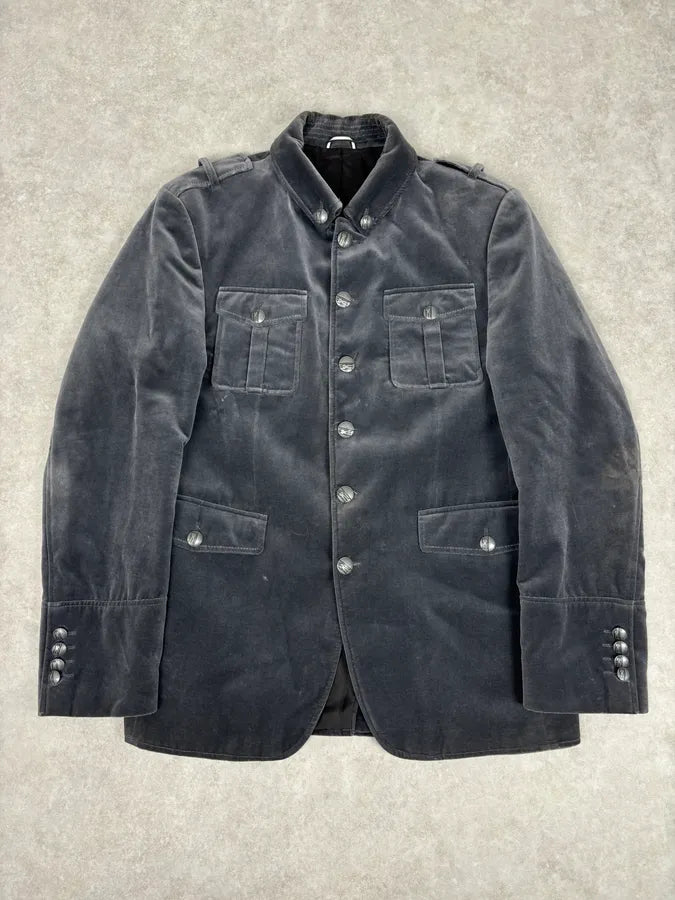 Lagerfeld Grey Cotton Officer Buttoned Blazer Jacket bshuOef 0