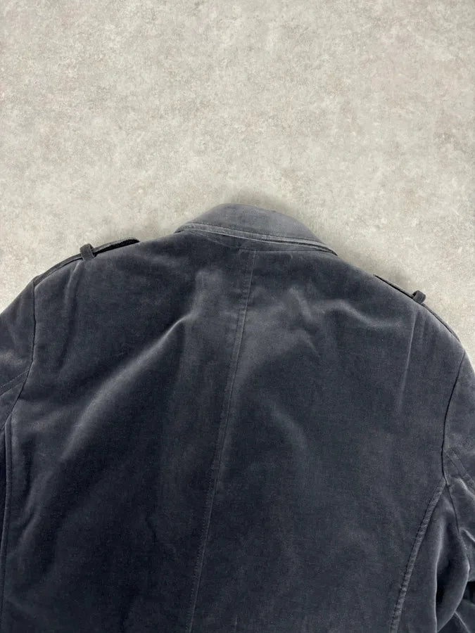 Lagerfeld Grey Cotton Officer Buttoned Blazer Jacket bshuOef 5