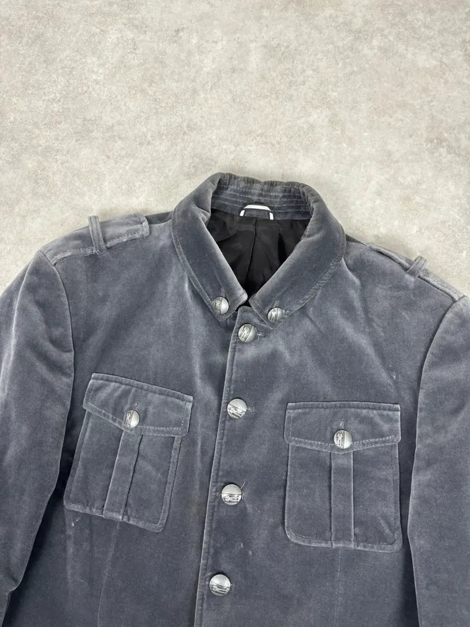 Lagerfeld Grey Cotton Officer Buttoned Blazer Jacket bshuOef 3