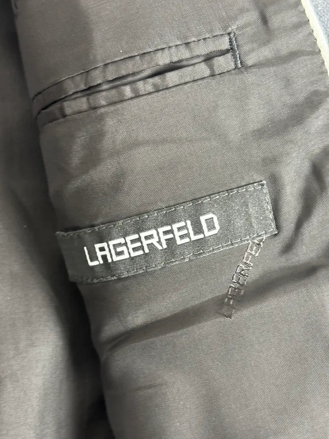 Lagerfeld Grey Cotton Officer Buttoned Blazer Jacket bshuOef 9