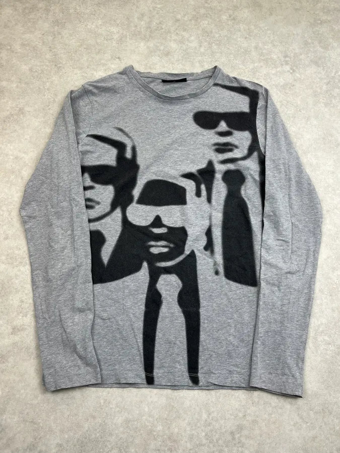 Lagerfeld Triple Face Grey Longsleeve zqSfsLp 0