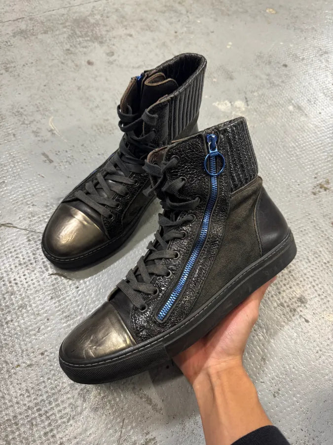 Lanvin Black Hybrid Leather High Sneakers JZkadQi 0