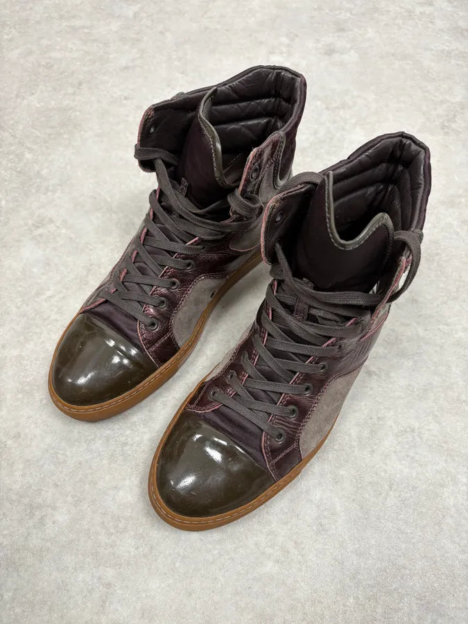 Lanvin Bordeaux & Grey High Top Leather Sneakers eOZpFGZ 2