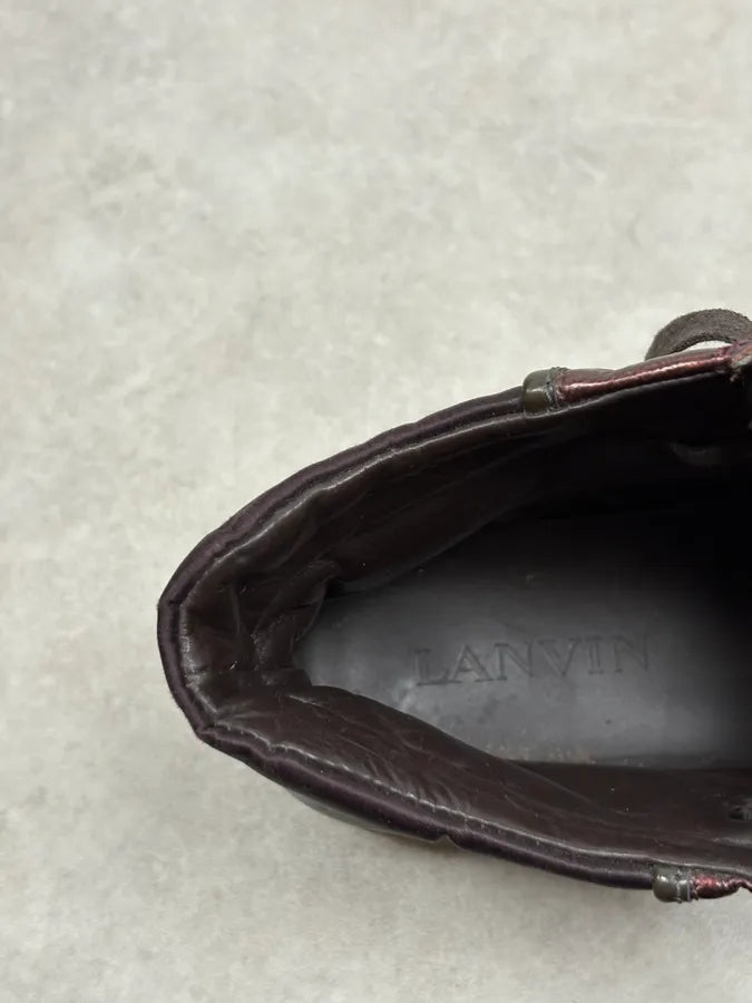 Lanvin Bordeaux & Grey High Top Leather Sneakers eOZpFGZ 9