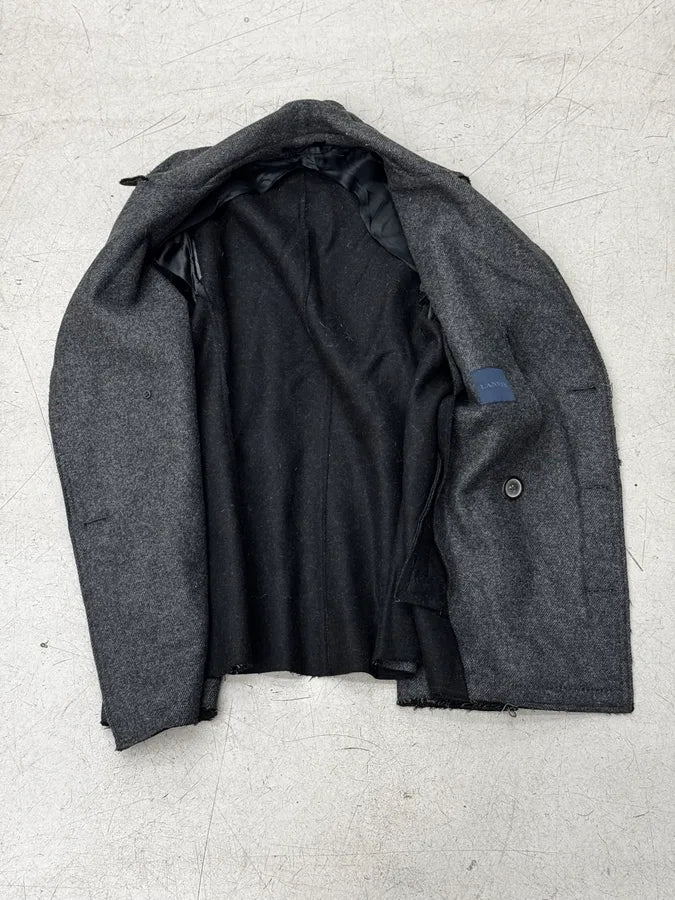 AW2012 Lanvin Grey Wool Double-Breasted Peacoat osYBzzc 6