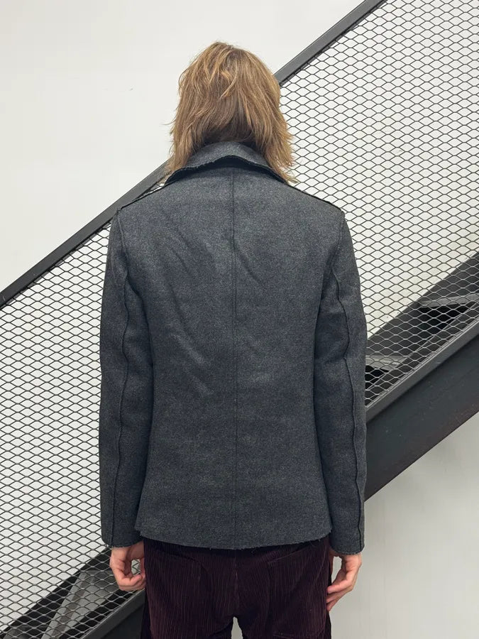 AW2012 Lanvin Grey Wool Double-Breasted Peacoat osYBzzc 3