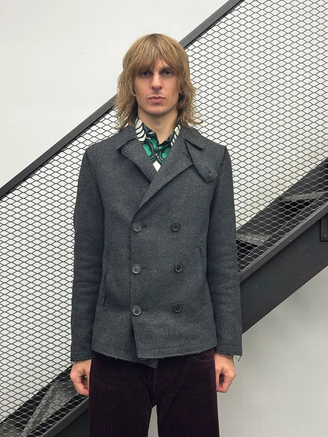 AW2012 Lanvin Grey Wool Double-Breasted Peacoat osYBzzc 2
