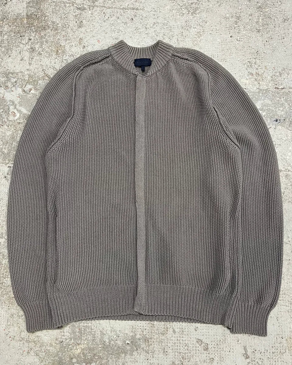 Lanvin Grey Wool Zip-up Minimalist Sweater (L) GJZNGzJ 0