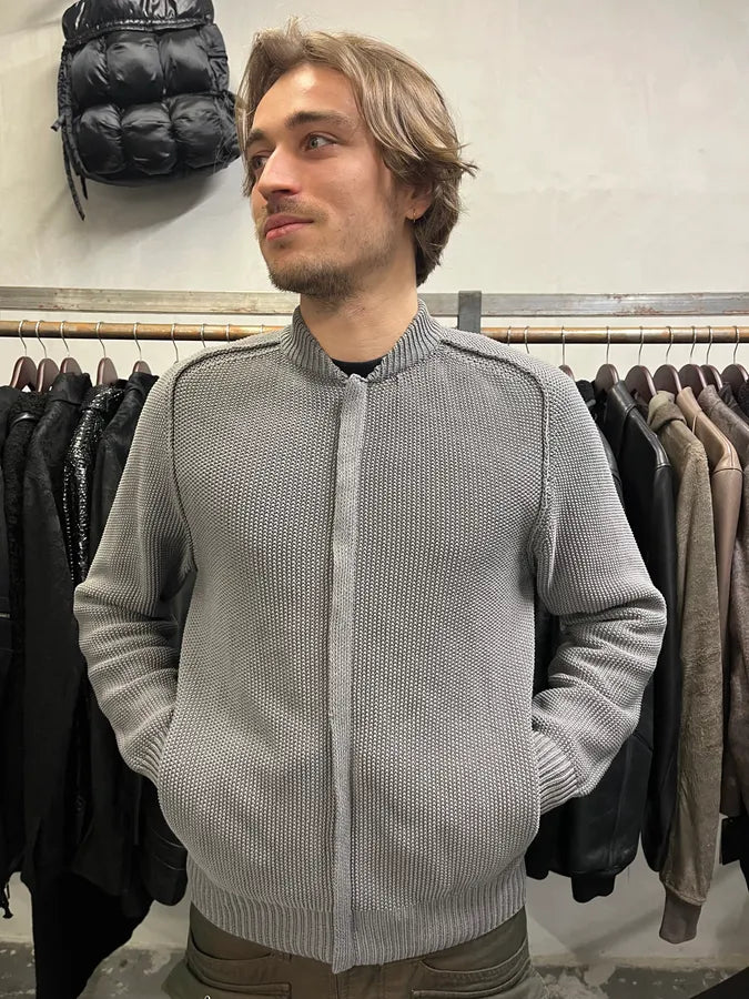 Lanvin Grey Wool Zip-up Minimalist Sweater (L) GJZNGzJ 1