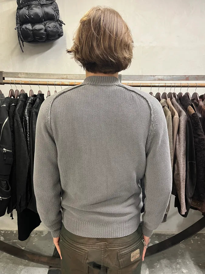 Lanvin Grey Wool Zip-up Minimalist Sweater (L) GJZNGzJ 2