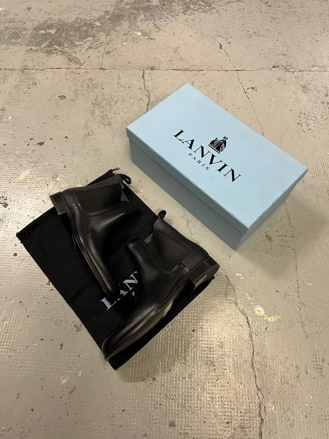Lanvin Navy Leather Chelsea Ankle Boots magGrRr 1