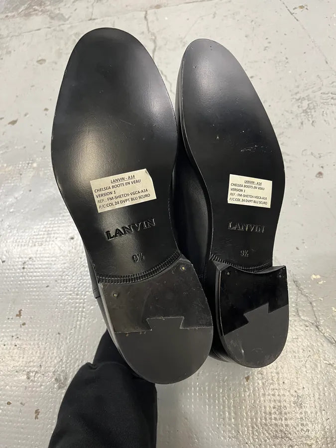 Lanvin Navy Leather Chelsea Ankle Boots magGrRr 6