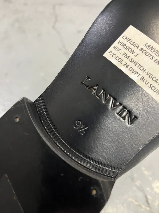 Lanvin Navy Leather Chelsea Ankle Boots magGrRr 7