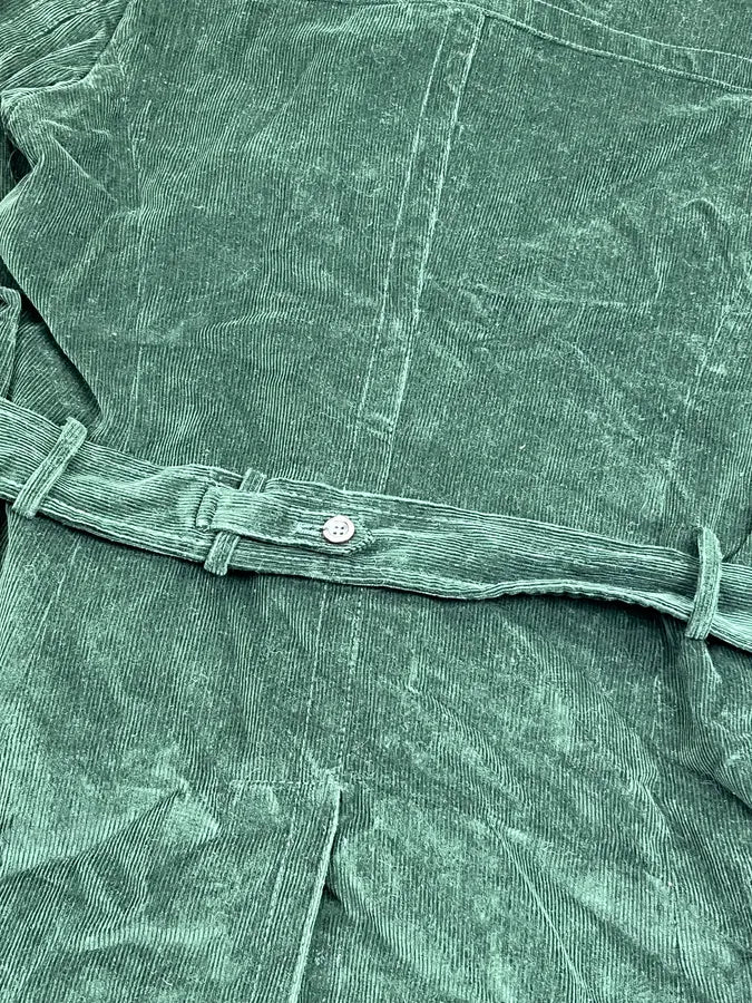 2000s Gucci Dark Green Corduroy Double-Breasted Long Trench Coat pCAdxhu 10