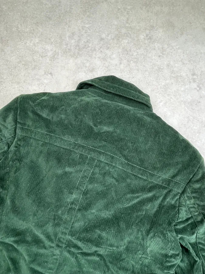2000s Gucci Dark Green Corduroy Double-Breasted Long Trench Coat pCAdxhu 6