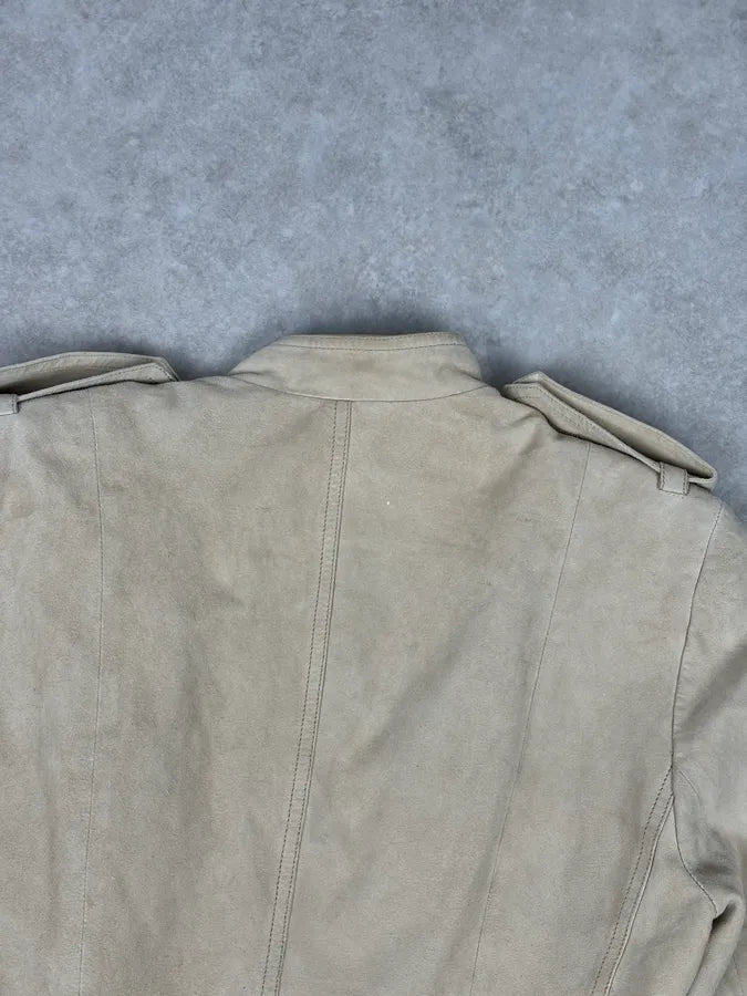 AW2005 Christian Dior Beige Asymmetrical Officer Leather Jacket FAHEMya 5