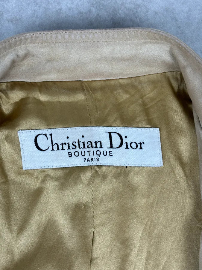 AW2005 Christian Dior Beige Asymmetrical Officer Leather Jacket FAHEMya 10