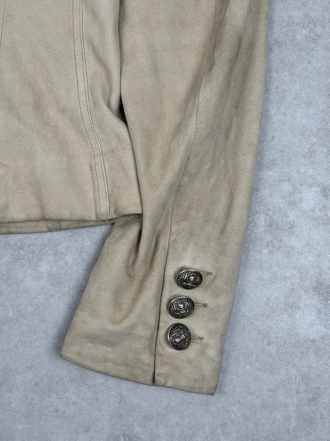 AW2005 Christian Dior Beige Asymmetrical Officer Leather Jacket FAHEMya 8