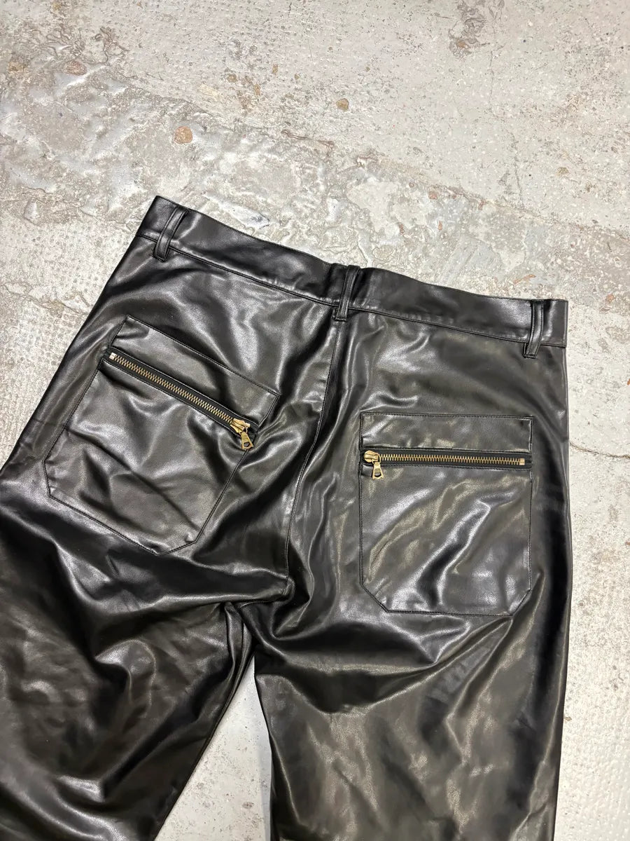 1990s Jean Paul Gaultier Black Faux Leather Pants MHeMywr 6