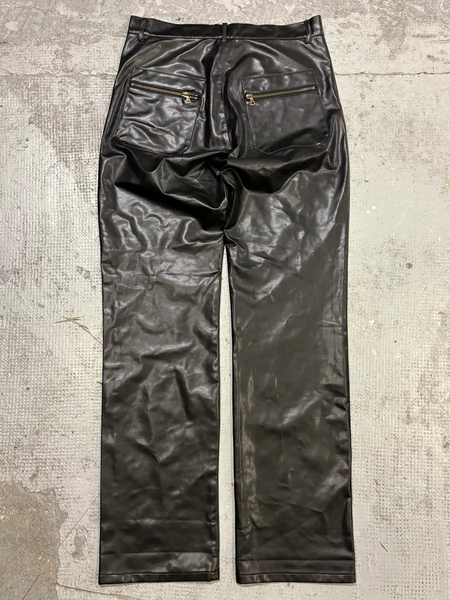 1990s Jean Paul Gaultier Black Faux Leather Pants MHeMywr 5