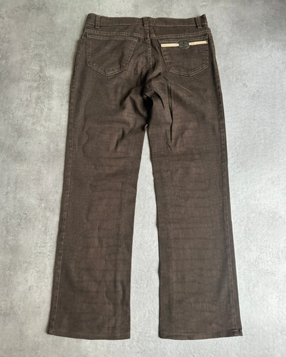 AW2001 Roberto Cavalli Olive Crocodile Effect Pants (M) - 2