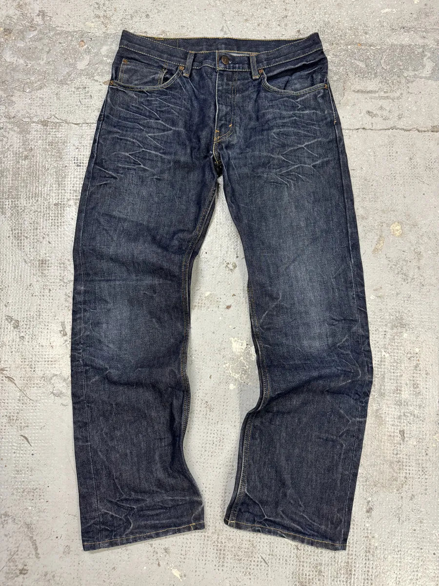 Levi’s 505 Navy Blue Eroded Brut Denim Jeans CGqawXM 0