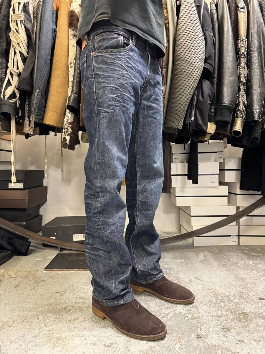 Levi’s 505 Navy Blue Eroded Brut Denim Jeans CGqawXM 2