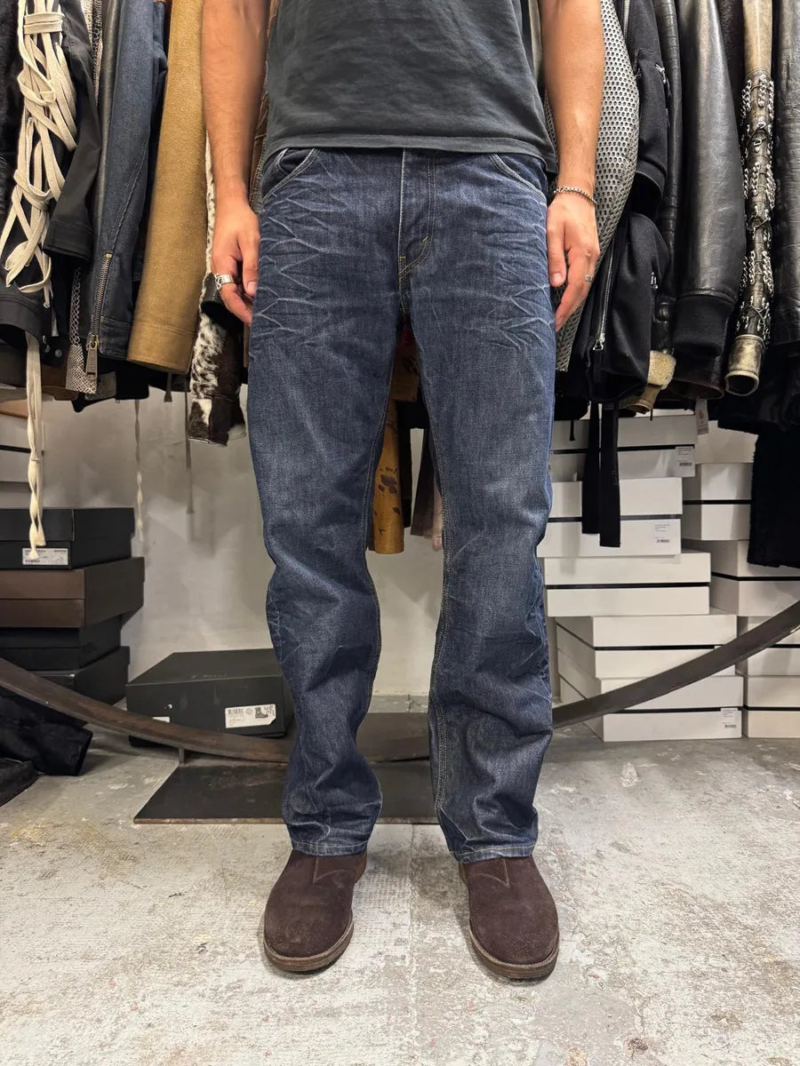 Levi’s 505 Navy Blue Eroded Brut Denim Jeans CGqawXM 3