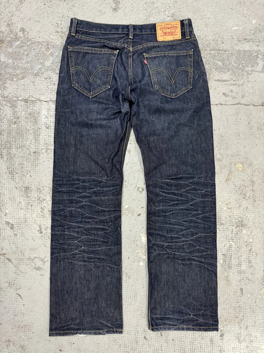 Levi’s 505 Navy Blue Eroded Brut Denim Jeans CGqawXM 4