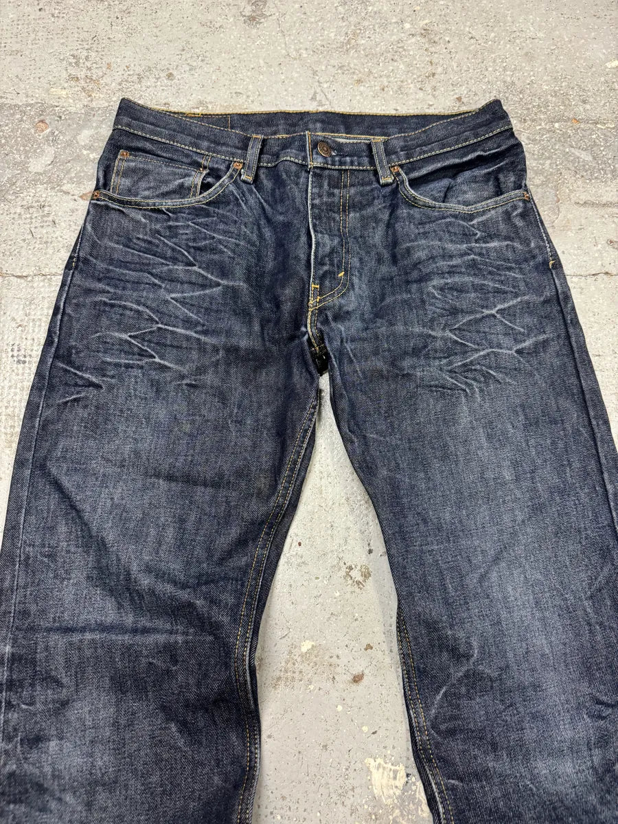 Levi’s 505 Navy Blue Eroded Brut Denim Jeans CGqawXM 5