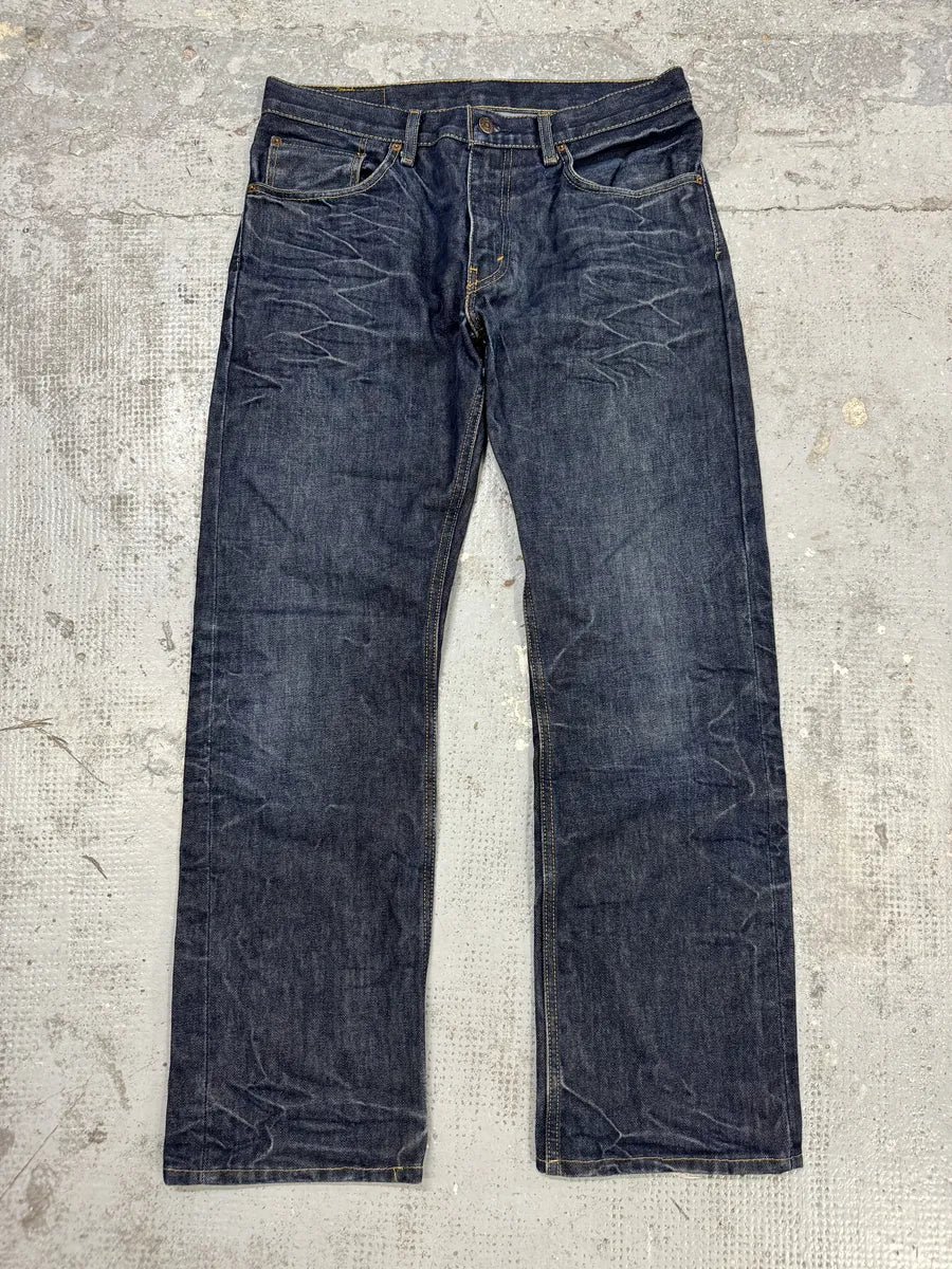 Levi’s 505 Navy Blue Eroded Brut Denim Jeans CGqawXM 6