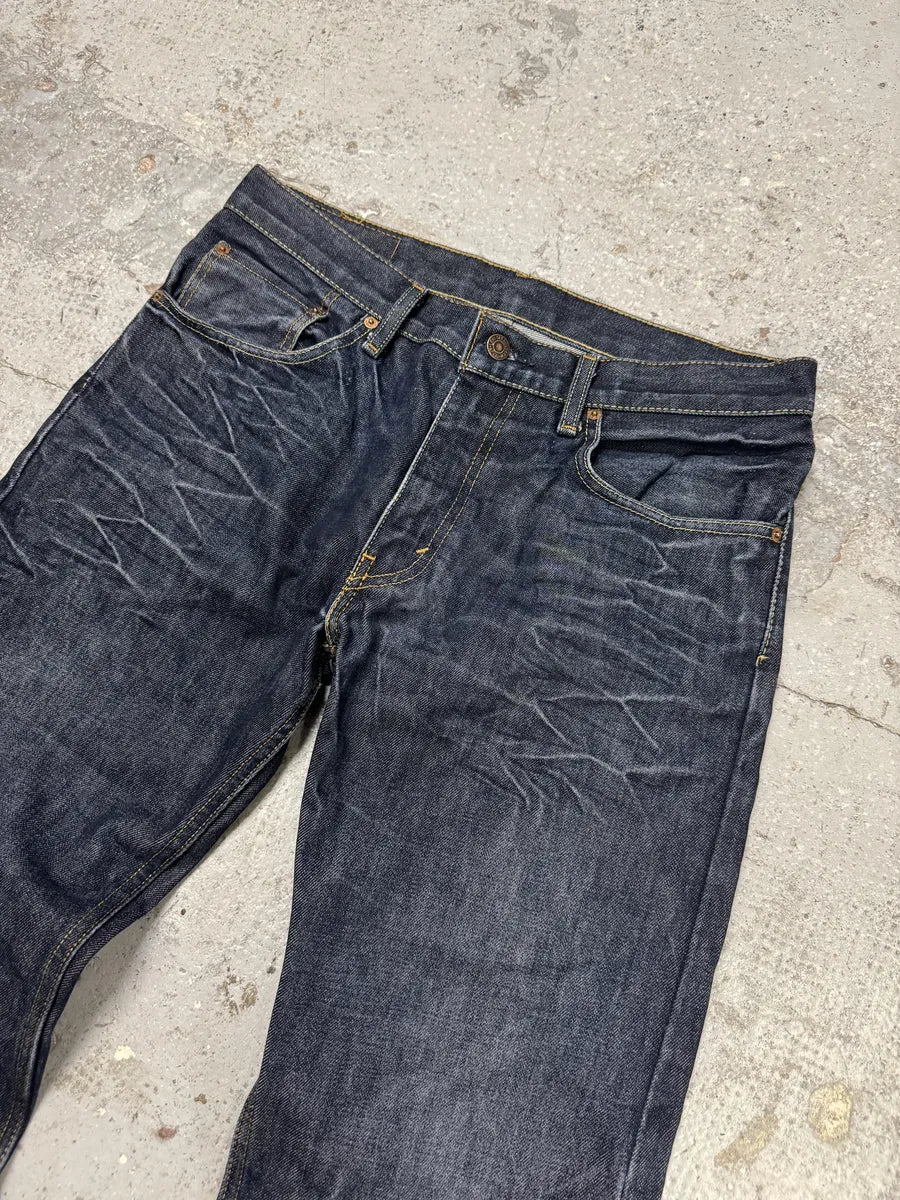 Levi’s 505 Navy Blue Eroded Brut Denim Jeans CGqawXM 7