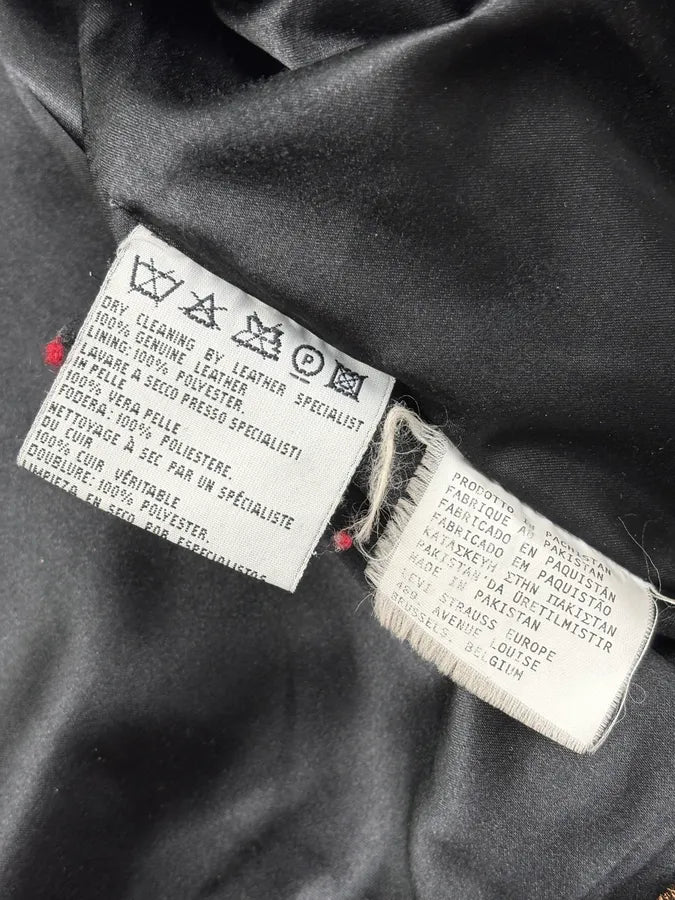 2000s Levis Brown Yellow Eroded Leather Jacket ntDQdFh 12