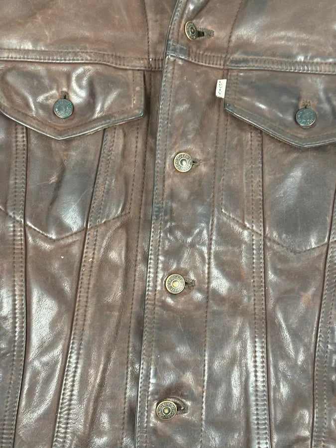 2000s Levis Brown Leather Multi-Pocket Leather Jacket KEmsrWb 7