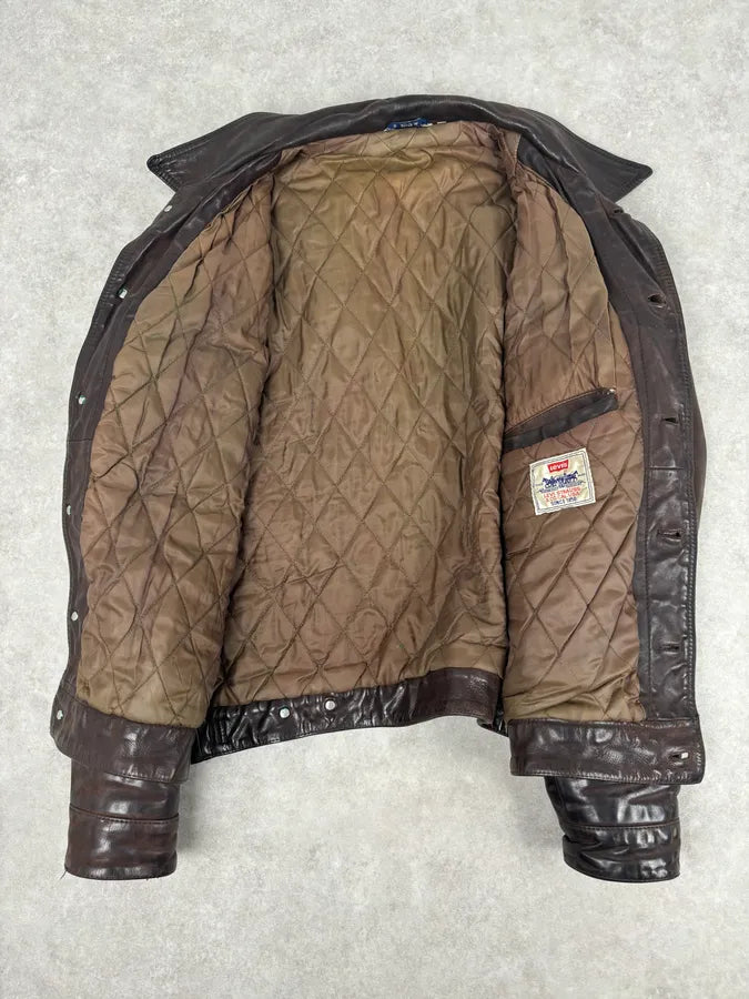 2000s Levis Brown Leather Multi-Pocket Leather Jacket KEmsrWb 6