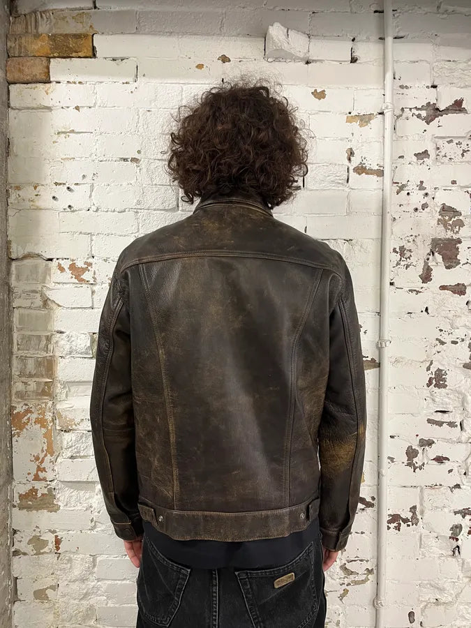 Levi’s Buffalo Brown Faded Leather Trucker Jacket ivCJStf 2