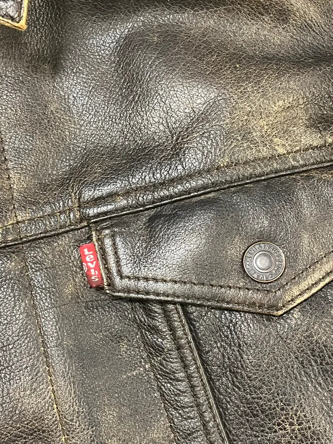 Levi’s Buffalo Brown Faded Leather Trucker Jacket ivCJStf 8