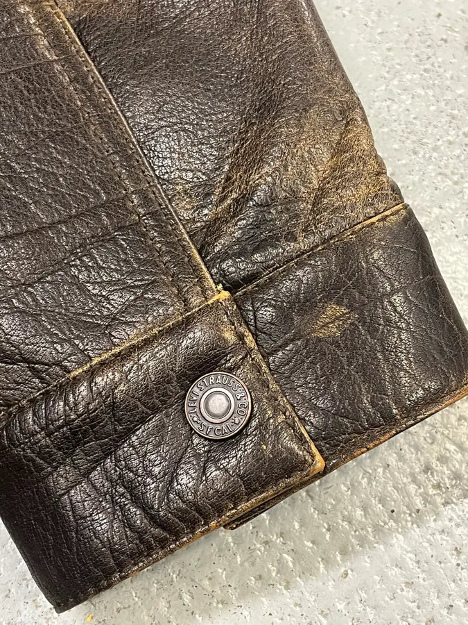 Levi’s Buffalo Brown Faded Leather Trucker Jacket ivCJStf 7