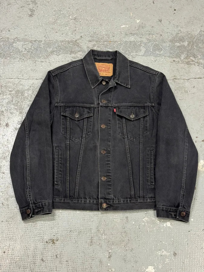 Levi’s Dark Grey Brut Buttoned Denim Trucker Jacket PQkYZMF 0