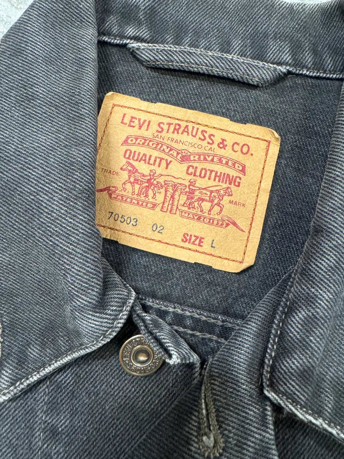 Levi’s Dark Grey Brut Buttoned Denim Trucker Jacket PQkYZMF 6