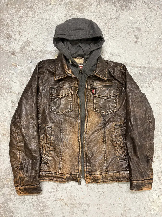 Levi’s Faded Vegan Leather Hooded Jacket cuKevIB 0