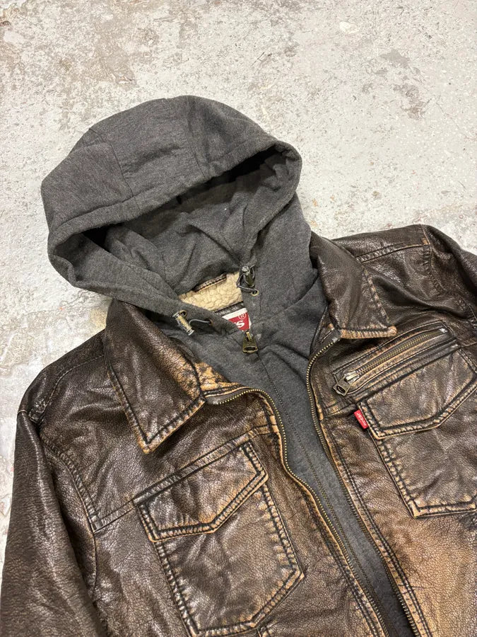 Levi’s Faded Vegan Leather Hooded Jacket cuKevIB 4
