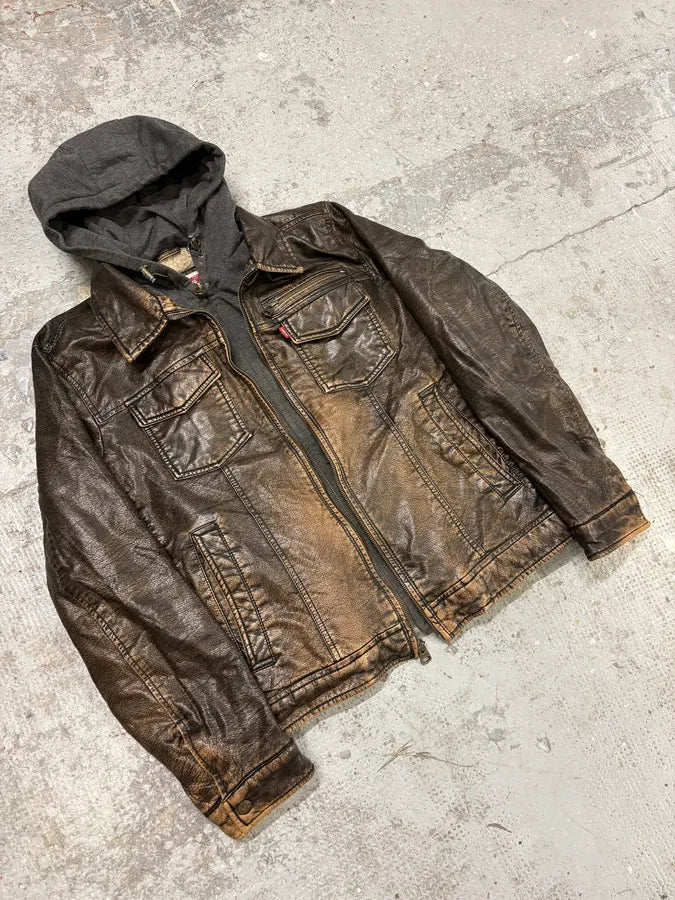 Levi’s Faded Vegan Leather Hooded Jacket cuKevIB 5