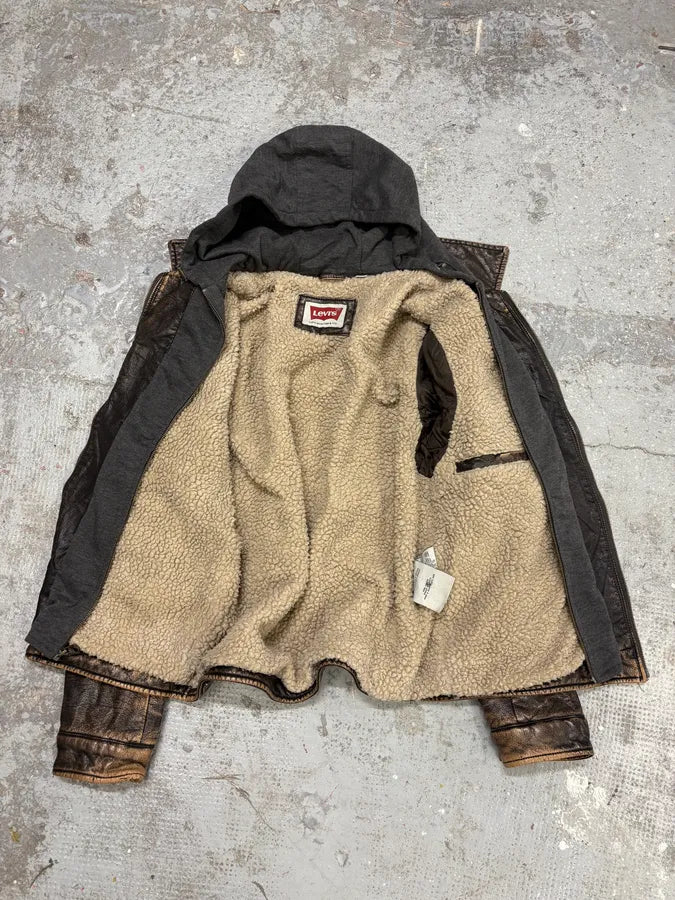 Levi’s Faded Vegan Leather Hooded Jacket cuKevIB 9