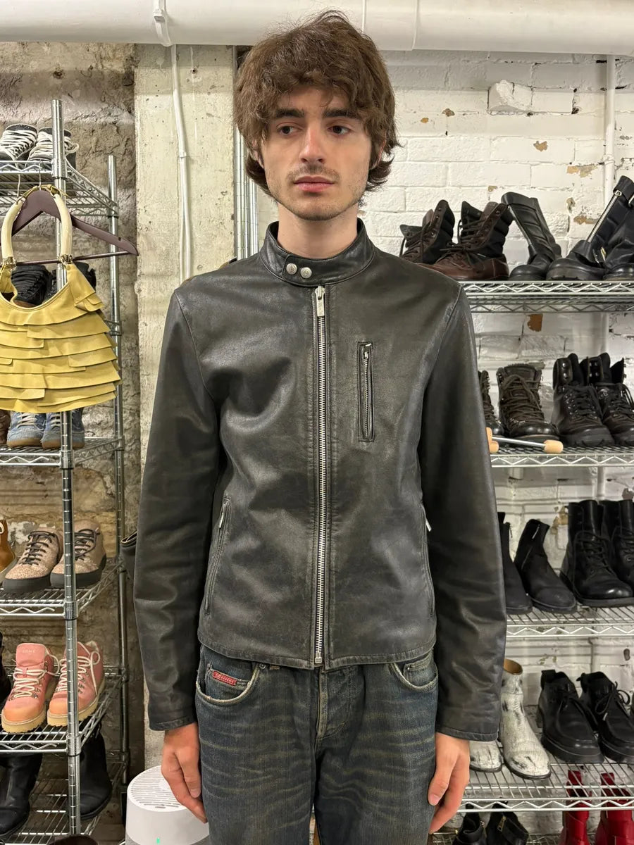 Levis Minimalist Biker Black Leather Jacket (S) mErmqBd 1