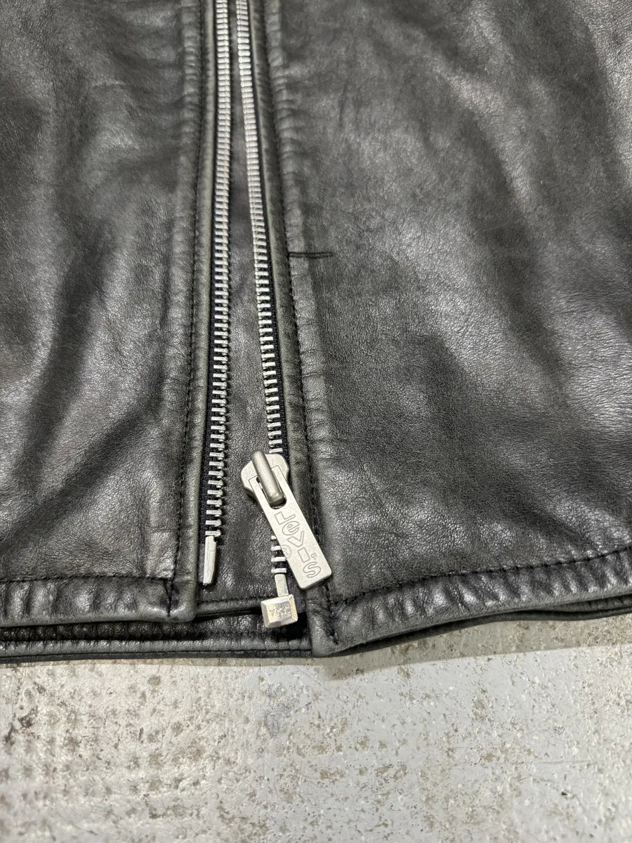 Levis Minimalist Biker Black Leather Jacket (S) mErmqBd 12