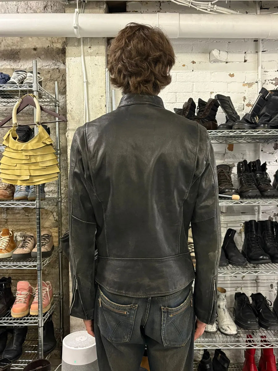 Levis Minimalist Biker Black Leather Jacket (S) mErmqBd 2